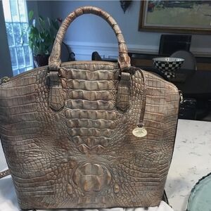 Brahmin Tan Croc-Embossed Shoulder Bag